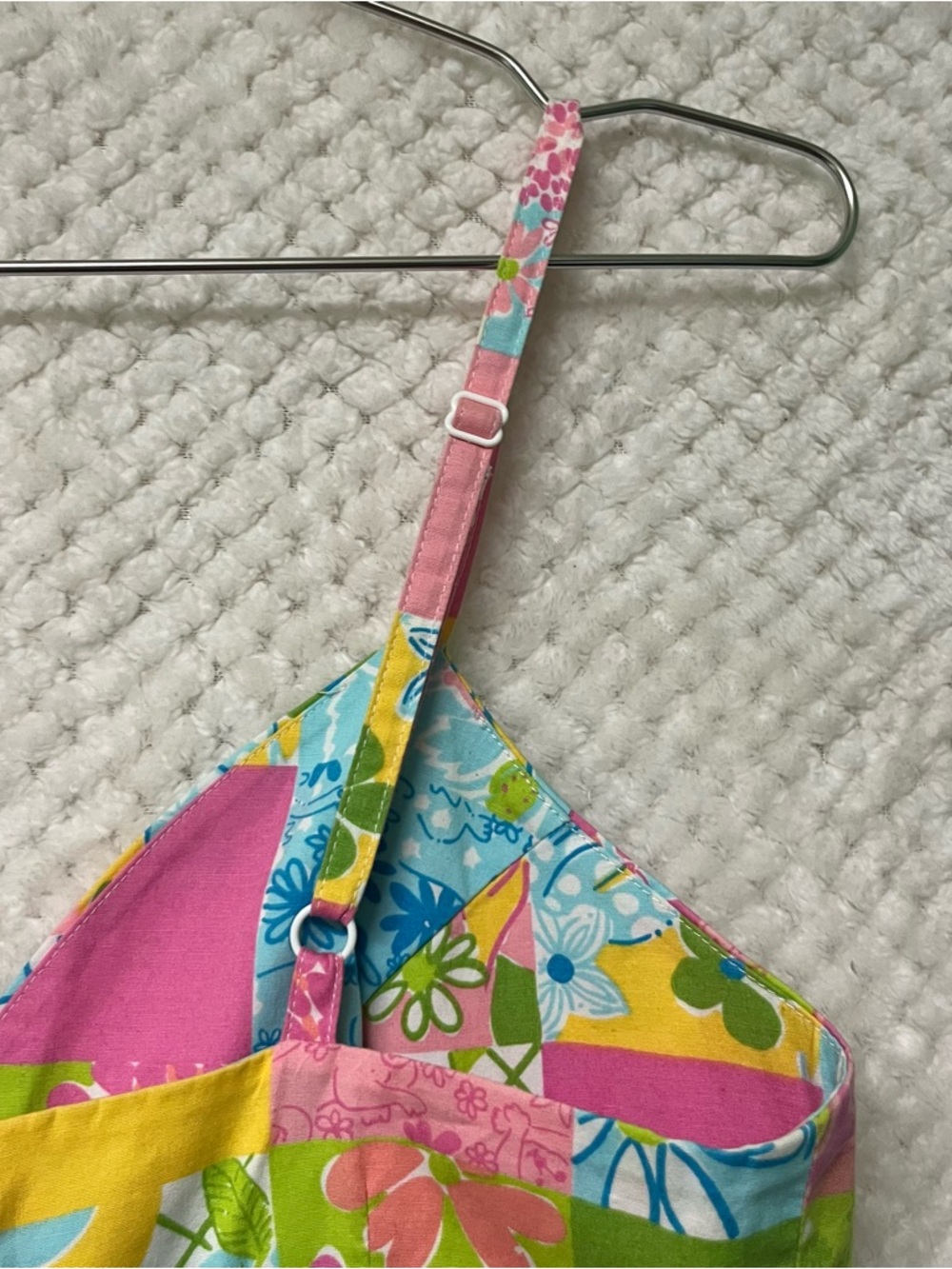 Lilly Pulitzer Vintage Patchwork Dress Colorful Floral Cotton Blend Beach Sz 6 - Picture 7 of 16